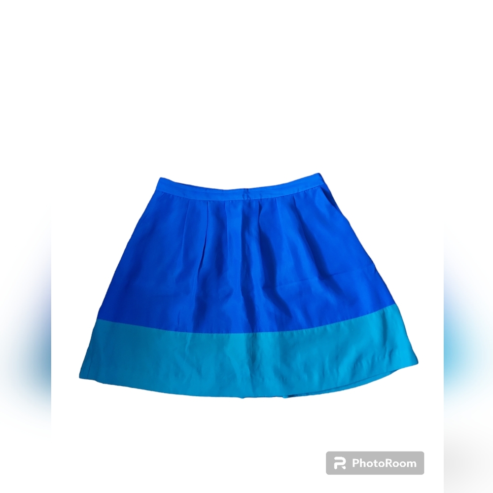 Y2K J. Crew Factory Skater Circle Skirt Size 10 Blue Preppy Office Work Boho